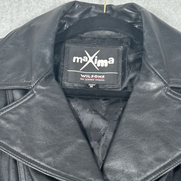 VINTAGE Maxima Wilsons Leather Jacket Adult Black Button Moto‎ Biker Womens Med - Picture 3 of 12